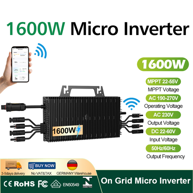 High Quality 1600W Quad Input Micro Inverter 4 Panel Residential Solar Grid Tie Weatherproof WiFi Standard PV Connector